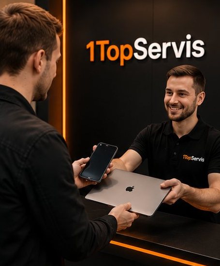 Клиент сдаёт iPhone на выкуп мастеру 1TopServis в Праге